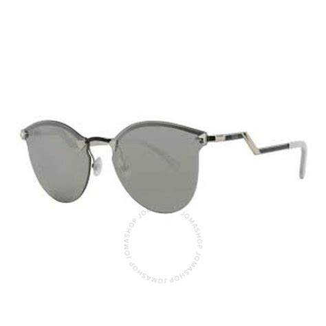 New Fendi FF0040/S Iridia Chrome Silver Cat Eye Sunglasses